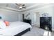 Spacious bedroom featuring tray ceiling, soft carpet, and serene ambiance for restful nights at 96 Northwood Dr, Fuquay Varina, NC 27526
