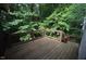Wood deck with railings overlooks green foliage at 116 Trinity Woods Dr, Raleigh, NC 27607