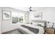 Modern bedroom with a view from a large window, contemporary décor, and a comfortable queen-size bed at 130 Two Hills Dr # 104B, Carrboro, NC 27510