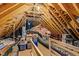 Spacious unfinished attic space with exposed beams offers potential for storage or future expansion at 3713 Highland Creek Dr, Apex, NC 27539