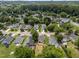 Expansive aerial perspective of a community with sprawling lawns, mature trees, and diverse housing options, ideal for modern living at 5012 Silverdene St, Raleigh, NC 27616