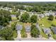 Aerial view of neighborhood with mature landscaping and green lawns at 5012 Silverdene St, Raleigh, NC 27616