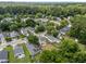 Overhead view of a vibrant neighborhood, highlighting the harmonious blend of residential properties, nature, and accessible roadways at 5012 Silverdene St, Raleigh, NC 27616