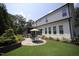 Lovely backyard, with a built-in grill area and manicured lawn at 615 Sampson St, Raleigh, NC 27609