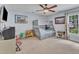 Bedroom featuring carpet, ceiling fan, and bunk beds at 7613 Percy Ct, Raleigh, NC 27613