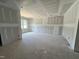 Spacious living room with unfinished drywall ready to be painted to your preference at 1025 Coldspring Circle, Durham, NC 27705