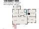 Floor plan that shows the layout of the house, including living room, kitchen, and bedrooms with dimensions at 1209 Bobbitt Dr, Garner, NC 27529