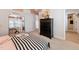 Stylish bedroom with black dresser and fashionable decor with black and white design elements at 1305 Westerland Way # 17, Durham, NC 27703