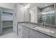 Bathroom features dual sink vanity, granite countertops, and glass enclosed shower at 147 Harmony Trl, Broadway, NC 27505