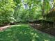 Lush, green backyard with mature trees and manicured lawn, perfect for outdoor activities and enjoying nature at 224 Midden Way, Holly Springs, NC 27540