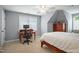 Bedroom offers carpet flooring, a desk, and a large window at 224 Midden Way, Holly Springs, NC 27540