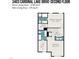 Second floor plan with primary bedroom, primary bath, bedroom, and laundry room at 3403 Cardinal Lake Dr, Durham, NC 27704