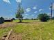 Expansive backyard featuring a storage shed with tree and view of the surrounding farmland at 747 Buckhorn Rd, Sanford, NC 27330