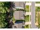 Aerial view of a well-maintained neighborhood with manicured lawns and tree-lined streets showcasing roof lines at 958 Bay Bouquet Ln, Apex, NC 27523