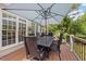 Outdoor dining set on a wood deck at 1009 Bentham Dr, Raleigh, NC 27614