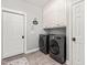 Bright laundry room featuring modern appliances, white cabinets, and a convenient layout at 1054 Contender Dr, Clayton, NC 27520