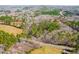 Aerial view of a vast expanse of wooded land with some open fields and roads, highlighting the property's rural setting at 1101 Dimmocks Mill Rd, Hillsborough, NC 27278