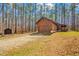 Detached garage with an automatic door, situated in a wooded yard with plenty of parking at 1101 Dimmocks Mill Rd, Hillsborough, NC 27278