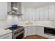 Modern kitchen with stainless steel range, white cabinets, and subway tile backsplash at 2813 Market Bridge Ln # 104, Raleigh, NC 27608