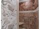 Modern bathroom shower with attractive tile work, built-in seat, and safety bar at 2813 Market Bridge Ln # 104, Raleigh, NC 27608