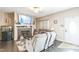 Comfortable living room featuring a fireplace, entertainment center, and plush seating at 54 Lockwood Dr, Clayton, NC 27527