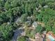 Beautiful aerial view of tree-lined neighborhood showcasing well-maintained homes and lush landscapes at 115 E Seve Ct, Morrisville, NC 27560
