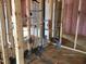 View of the home during construction showing stud framing and rough plumbing at 1413 Malcus Ct # 61, Fuquay Varina, NC 27526
