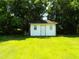 Small, white outbuilding in the backyard with a simple design, offering practical storage space for tools and equipment at 220 Howard St, Burlington, NC 27217