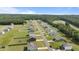Expansive aerial perspective shows an orderly community with lush green spaces and well-spaced homes at 41 Liam Dr, Broadway, NC 27505