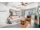 Spacious living room with open floor plan, hardwood floors, and stylish furnishings at 7336 Capulin Crest Dr, Apex, NC 27539