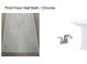 Third floor half bath with modern fixtures, pedestal sink and light stone flooring at 1025 Azalea Garden Cir, Raleigh, NC 27603