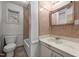 Modest bathroom features a combined shower and bathtub with vinyl flooring and a small window at 1051 Old Us 421, Lillington, NC 27546