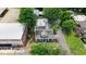 Bird's eye view of property with mature trees, front porch, and a well-maintained yard at 125 W Pine St, Pine Level, NC 27568