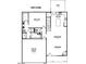 Layout for the first floor of the residence shows placement of the living room, kitchen, main suite and garage at 163 Fish Camp Dr, Wendell, NC 27591