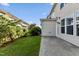 This backyard is landscaped with lawn and various plants at 226 Begen St, Morrisville, NC 27560