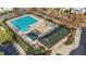 Aerial view of community pool with lap lanes, lounge area, and building at 2452 Bay Harbor Dr, Raleigh, NC 27604