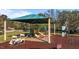 Community playground featuring slides, climbing structures, and a covered picnic area at 2452 Bay Harbor Dr, Raleigh, NC 27604