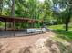 A covered picnic shelter in the community park, perfect for gatherings and enjoying the outdoors at 415 1St St, Apex, NC 27502