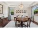 Elegant dining room featuring a chandelier, hardwood floors, and natural light at 604 Nottely Pl, Cary, NC 27519