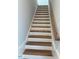 Staircase features wood treads, white risers, and a wood handrail at 64 Rainfall Dr, Pittsboro, NC 27312