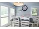 Charming dining room with a rustic table, natural light, and views of the backyard offers a cozy dining experience at 1008 Catsby Cir, Raleigh, NC 27603