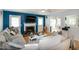 Cozy living room featuring a fireplace, blue accent wall, and comfortable seating at 1008 Catsby Cir, Raleigh, NC 27603