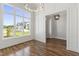 Daylight streams into this lovely office with hardwood floors and modern light fixture at 1012 Lily Claire Ln, Fuquay Varina, NC 27526