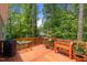 Outdoor deck area surrounded by lush greenery, perfect for relaxing at 1051 Upland Reach, Sanford, NC 27332