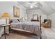 Comfortable main bedroom featuring neutral walls, carpet and a ceiling fan at 1149 The Preserve Trl, Chapel Hill, NC 27517