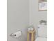 Cozy half bathroom featuring a toilet with decorative art and decor at 136 Thornhill Dr, Burlington, NC 27215