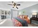 Spacious bedroom, featuring a dedicated office area and double closet at 1634 Claiborne Ct, Raleigh, NC 27606