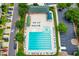 Overhead view of the community pool and surrounding parking at 2001 Turtle Point Dr, Raleigh, NC 27604