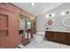 Beautiful bathroom featuring dual vanities, herringbone tile accent wall, and a modern soaking tub at 2306 Damascus Church Rd, Chapel Hill, NC 27516