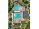 Aerial view of community pool and waterslide. Enjoy fun in the sun! at 2419 Rogerson St, Raleigh, NC 27614